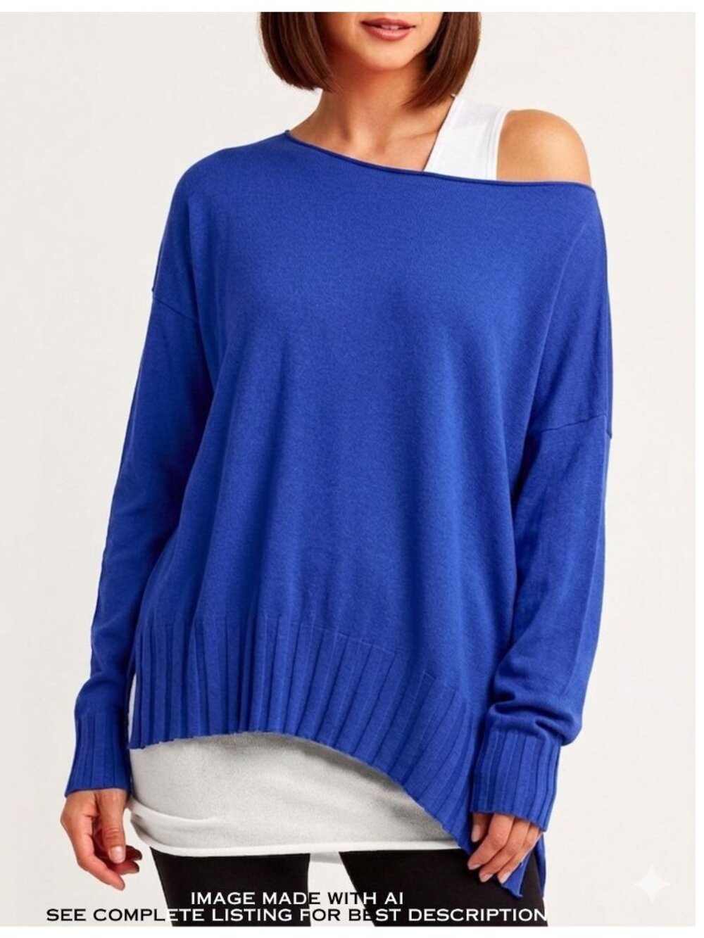Planet by Lauren G Pima Cotton Knit Top Lavender Periwinkle OS (3X) Lagenlook